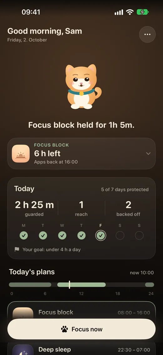 Pawwall Home with an active plan