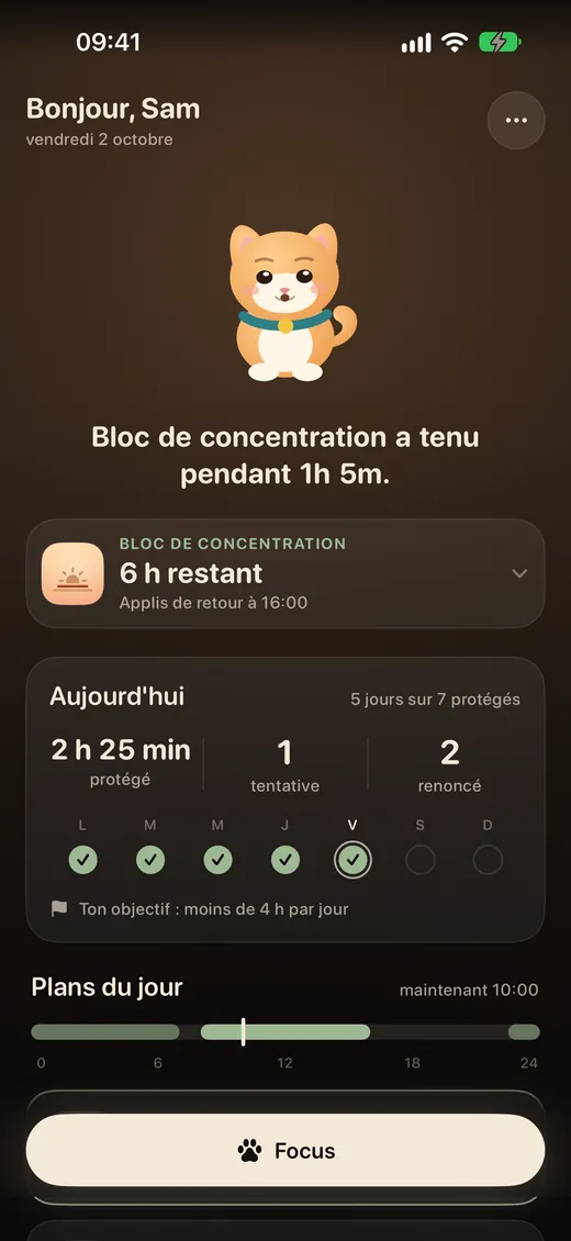 Accueil de Pawwall avec un plan actif