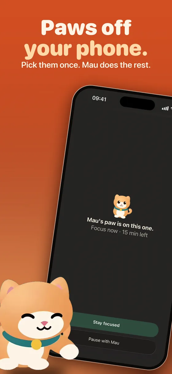 Pawwall: paws off your phone, Mau pauses the apps you pick